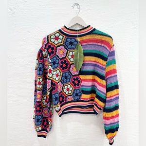 FARM Rio | Sweaters | Farm Rio Flower Stripe Crochet Sweater | Poshmark